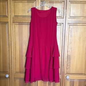 Sleeveless Red Tiered Drop-Waist Dress